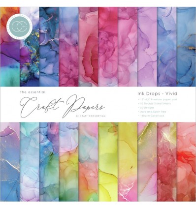 Scrapbooking Papier Ink Drops - Vivid, 12" - Craft Consortium