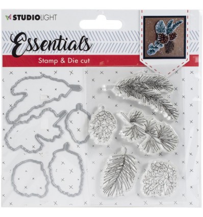 Stanz- und Stempelset Tannenzweig mit Zapfen - StudioLight