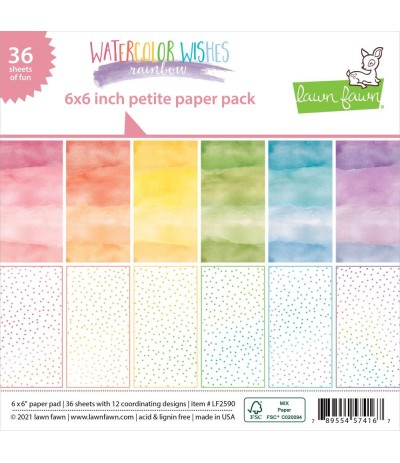 Scrapbooking Papier Watercoloer Wishes Rainbow, 6", Lawn Fawn