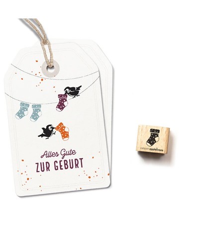 Ministempel Babysöckchen - cats on appletrees