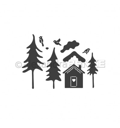 Stanzschablone Waldhütte - Alexandra Renke