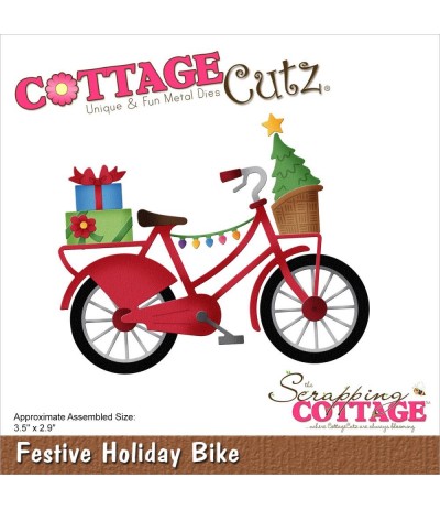 Stanzschablone Festive Holiday Bike - Cottage Cutz