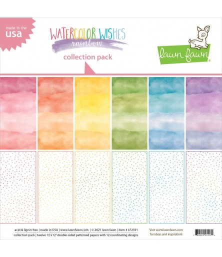 Scrapbooking Papier Watercolor Wisches Rainbow, 12" - lawn fawn