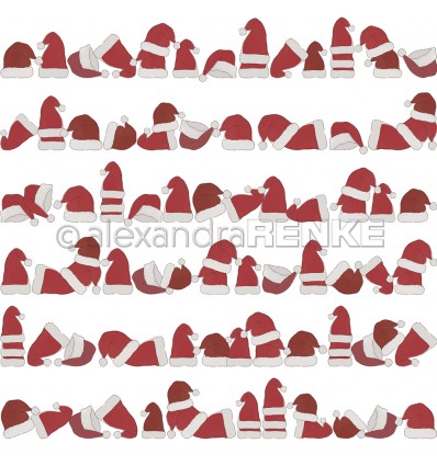 Scrapbooking Papier Weihnachtsmütze in Reihe - Alexandra Renke