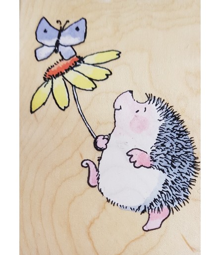 Igel mit Blume Holzstempel - Penny Black