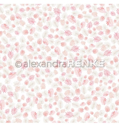 Scrapbooking Papier Aquarellblumen Rosé gestreut klein - Alexandra Renke