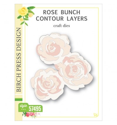 Stanzschablone Rose bunch contour layers - Birch Press Design