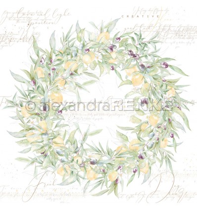 Scrapbooking Papier Zitronen- & Olivenkranz - Alexandra Renke