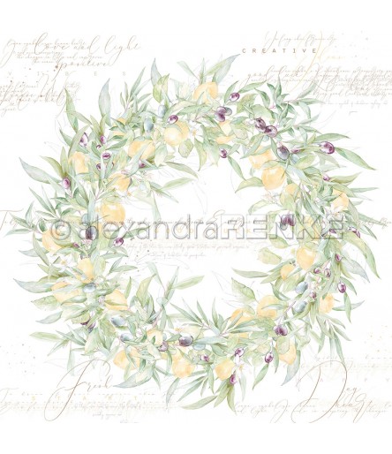 Scrapbooking Papier Zitronen- & Olivenkranz - Alexandra Renke