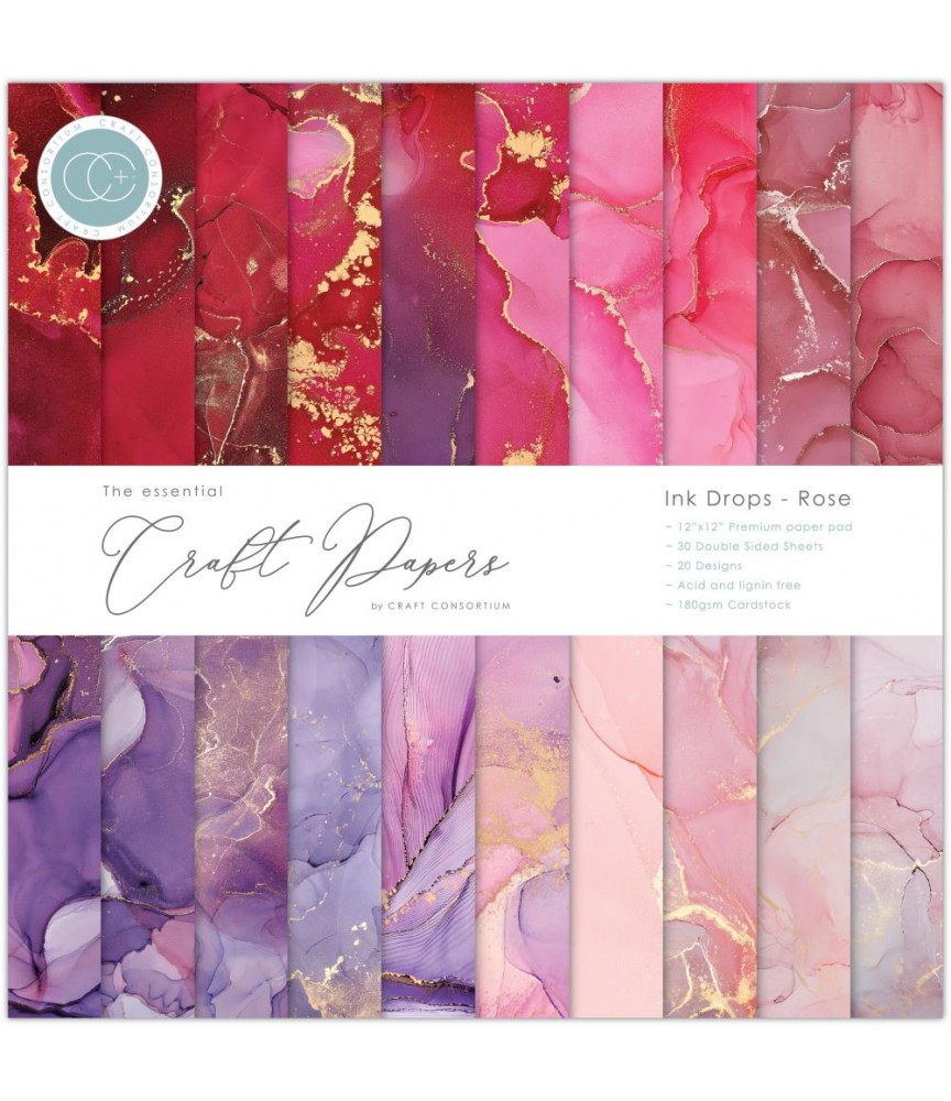 Ink Drop Roses Scrapbooking Papier Ink Drops - Rose, 12