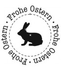 Frohe Ostern Text mit Hase Stempel