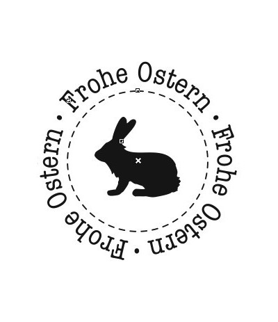 Frohe Ostern Text mit Hase Stempel