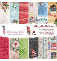 Scrapbooking Papier Holly Jolly Christmas, 6&quot; - Dress my Craft