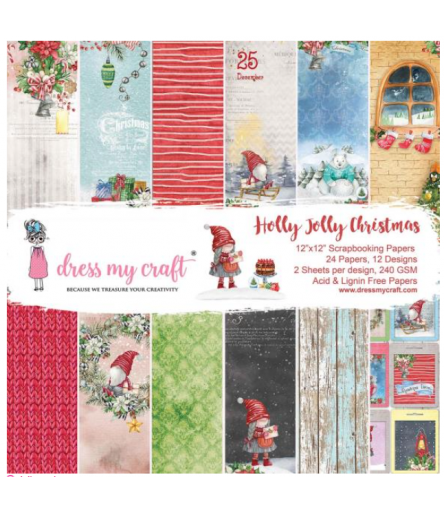 Scrapbooking Papier Holly Jolly Christmas, 6" - Dress my Craft