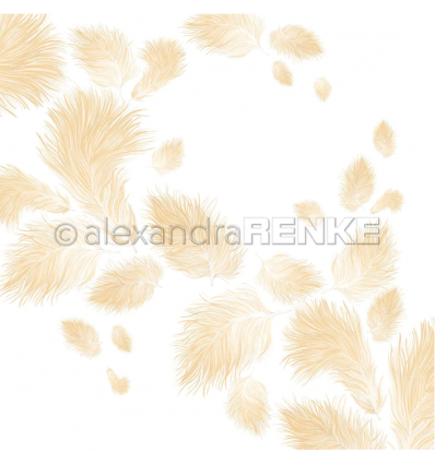 Scrapbooking Papier Fluffige Federn gelb - Alexandra Renke