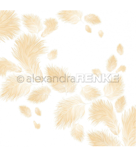 Scrapbooking Papier Fluffige Federn gelb - Alexandra Renke