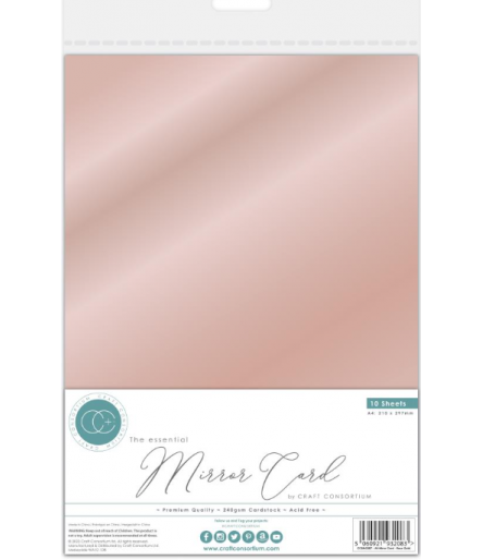 Mirror Cardstock Rose Gold, A4, 10 Stk. - Craft Consortium
