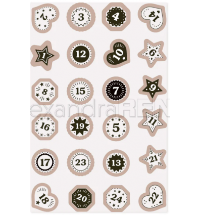 Cut and emboss folder Numbers Labels 1-24 - Alexandra Renke