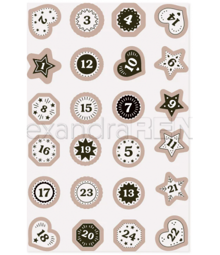 Cut and emboss folder Numbers Labels 1-24 - Alexandra Renke