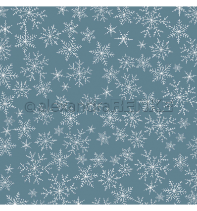 Scrapbooking Papier Grosses Schneeflockengewimmel dämmerblau  - Alexandra Renke