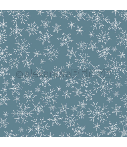 Scrapbooking Papier Grosses Schneeflockengewimmel dämmerblau  - Alexandra Renke