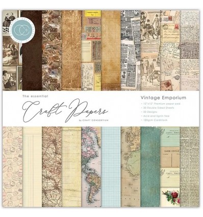 Scrapbooking Paper Vintage Emporium, 12x12", 30x30cm - Craft Consortium