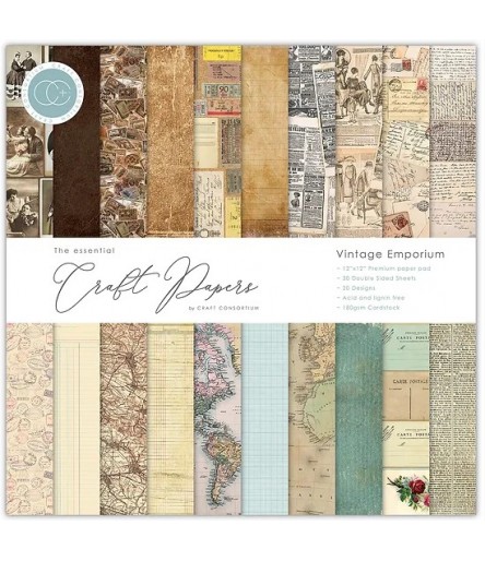 Scrapbooking Paper Vintage Emporium, 12x12", 30x30cm - Craft Consortium