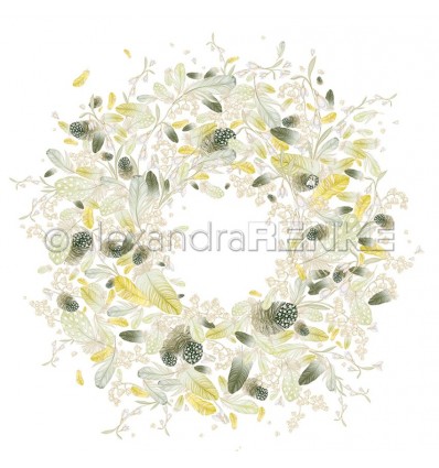 Scrapbooking Papier Federkranz grün - Alexandra Renke