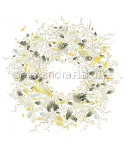 Scrapbooking Papier Federkranz grün - Alexandra Renke