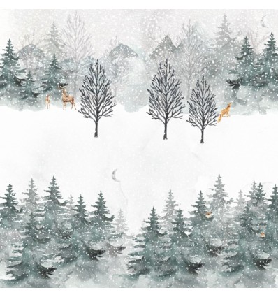 Scrapbooking Papier Aquarelltannenwald - Charlie & Paulchen