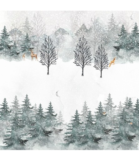 Scrapbooking Papier Aquarelltannenwald - Charlie & Paulchen