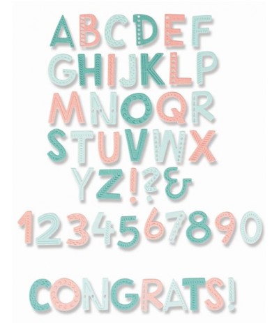 Stanzschablonen Alphabet mit Zahlen - Sizzix