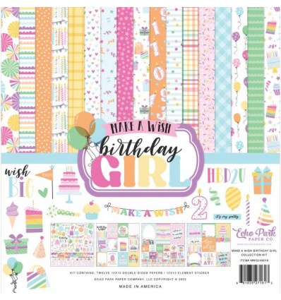 Scrapbooking Paper Make a Wish Birthday Girl 12" x 12" - Echo Park