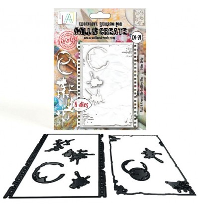 14 Stanzschablonen Filmrahmen Drip Flecken