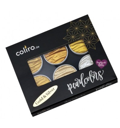 Wasserfarben Pearlcolors 6er Set "Gold & Silver" - Coliro
