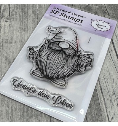 Silikonstempel Clear Stamps Wichtel Genieße dein Leben - Scrapbook Forever