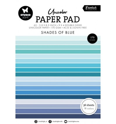 Scrapbooking Papier Paper Pad Shades of Blue A5 - Studio Light