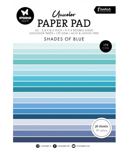 Scrapbooking Paper Pad  Shades of Blue A5 - Studio Light
