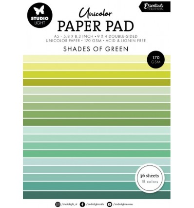 Scrapbooking Papier Paper Pad Shades of Green A5 - Studio Light