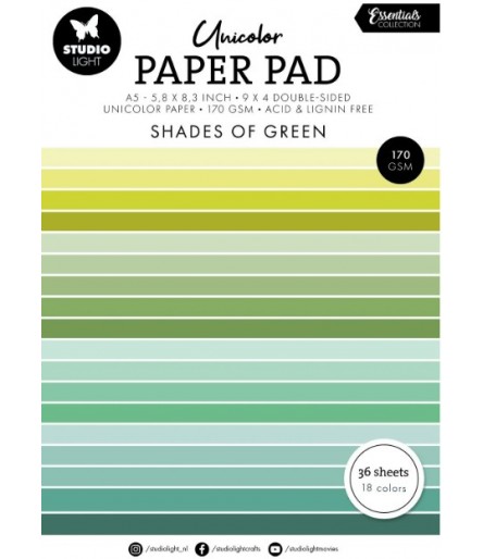 Scrapbooking Papier Paper Pad  Shades of Green A5 - Studio Light