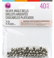 Clochettes, argentées, 40 pièces, 6,35 mm