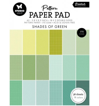 Scrapbooking Paper Pad Pattern Shades of Green A5 - Studio Light