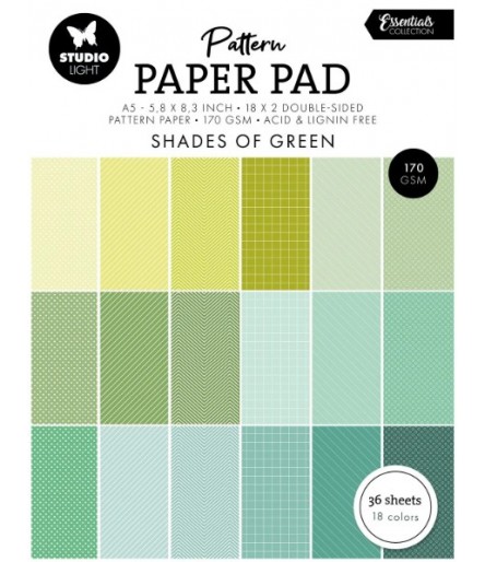 Scrapbooking Papier Pad Pattern Shades of Green A5 - Studio Light