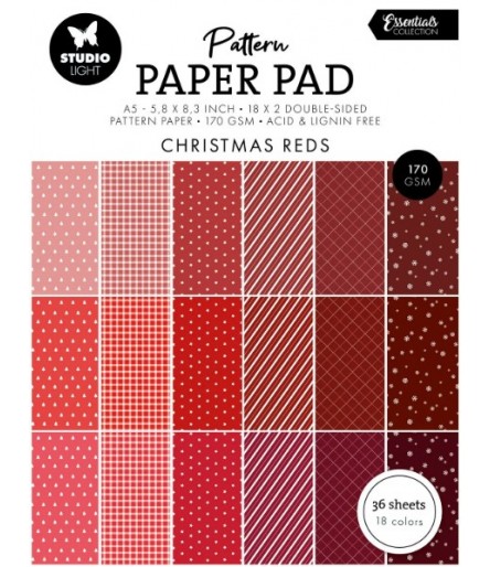 Scrapbooking Papier Pad Pattern Christmas Red A5 - Studio Light