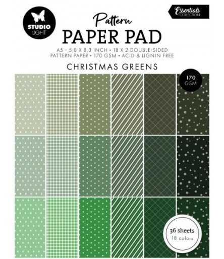 Scrapbooking Paper Pad Pattern Christmas Green A5 - Studio Light