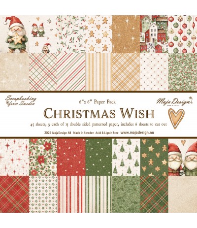 Scrapbooking Papier Christmas Wish - 6" x 6" - Maja Design