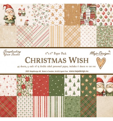 Scrapbooking Papier Christmas Wish - 6" x 6" - Maja Design
