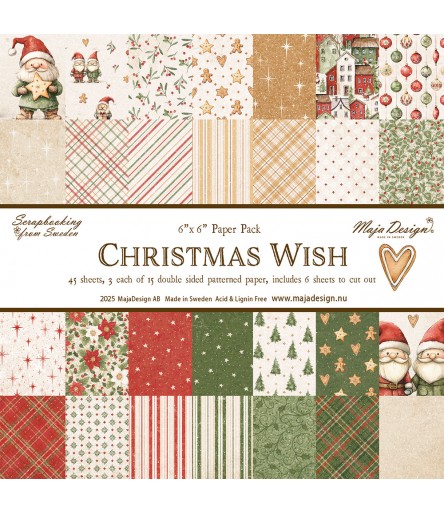Scrapbooking Paper Christmas Wish - 6" x 6" - Maja Design
