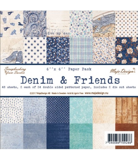 Scrapbooking Paper Denim & Friends - 6" x 6" - Maja Design