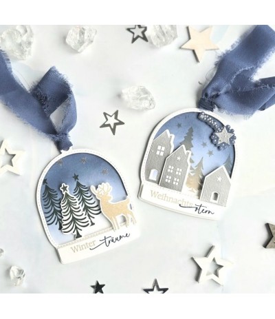 Stanz- + Stempelset "Schneekugelwünsche" - Creative Depot